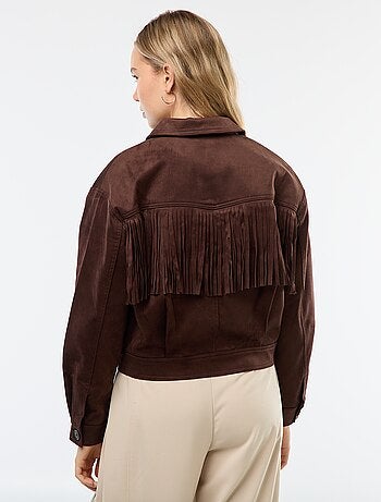 Giacca in suede con frange taglio corto