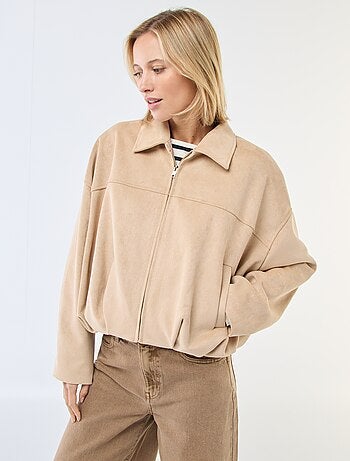 Giacca in ecamoscio tinta unita