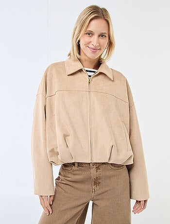 Giacca in ecamoscio tinta unita