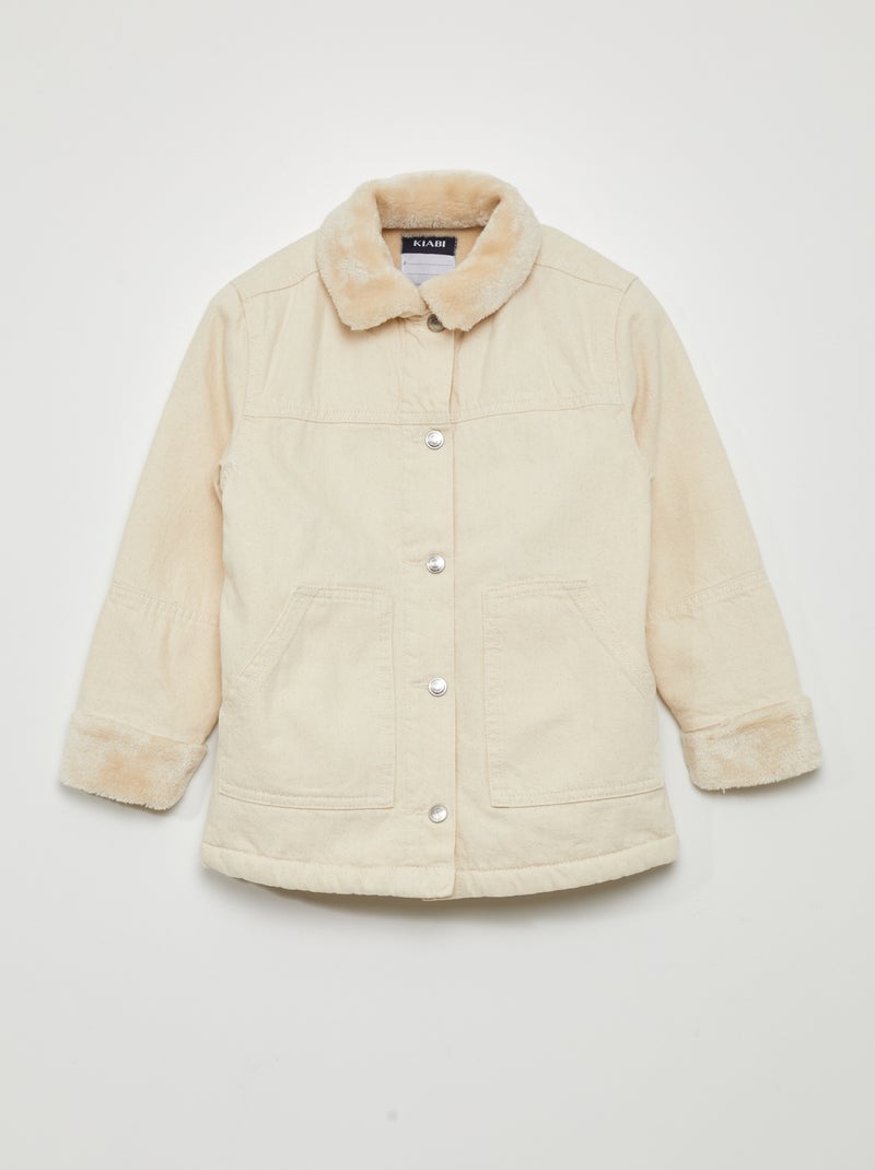 Giacca in tela foderata effetto montone BEIGE - Kiabi