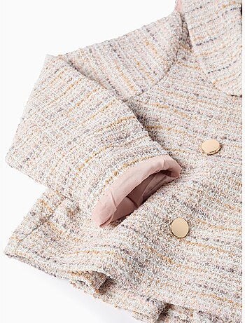 Giacca in tweed con collar da marinaio e pieghe