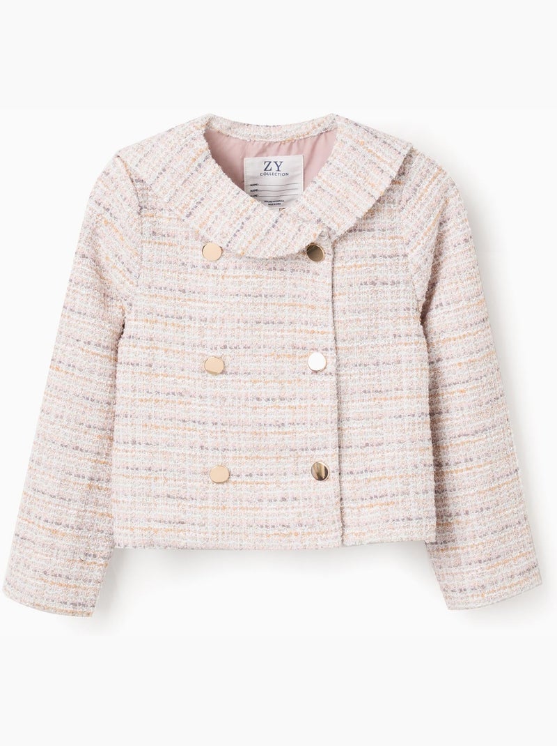 Giacca in tweed con collar da marinaio e pieghe Rosa chiaro - Kiabi