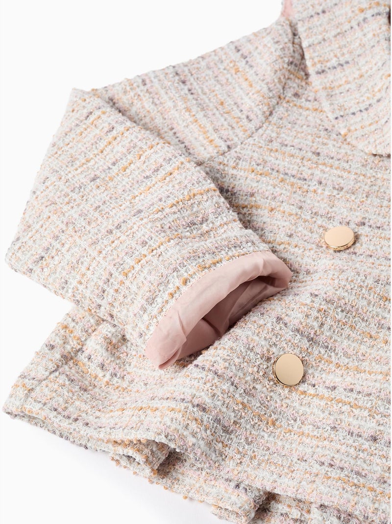 Giacca in tweed con collar da marinaio e pieghe Rosa chiaro - Kiabi