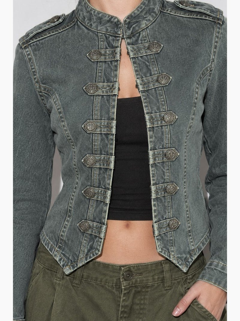Giacca in twill con bottoni hiccup Grigio medio - Kiabi