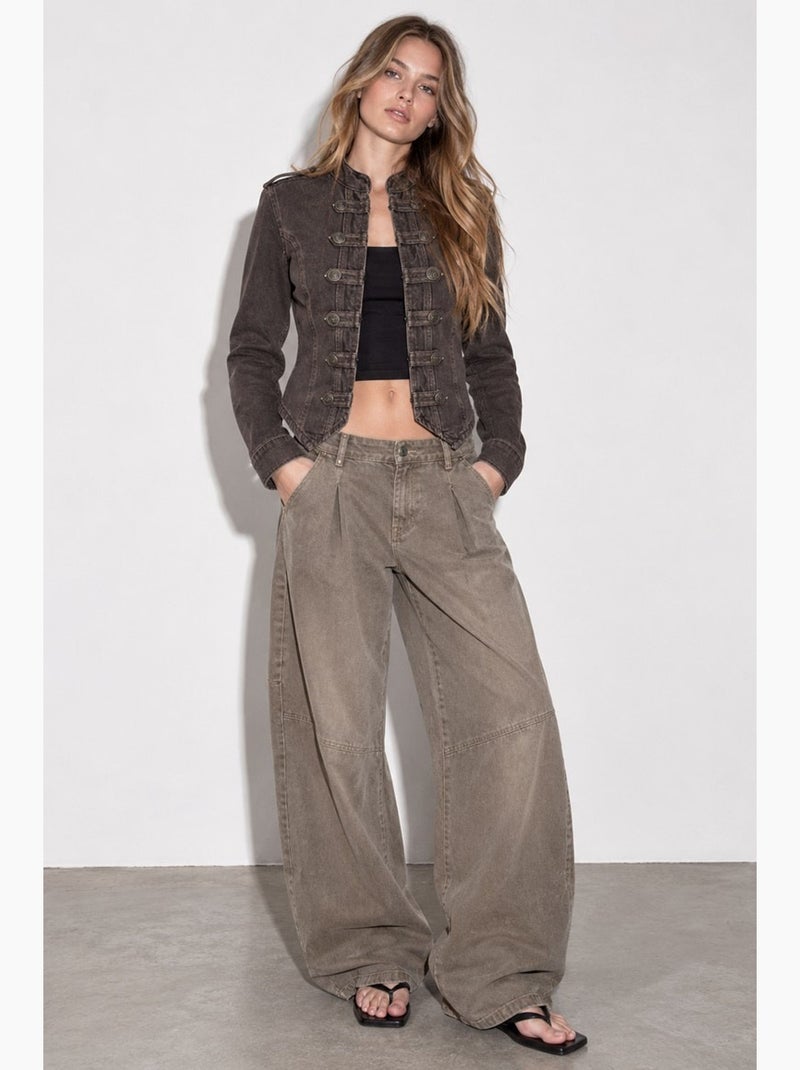 Giacca in twill con bottoni hiccup Marrone scuro - Kiabi
