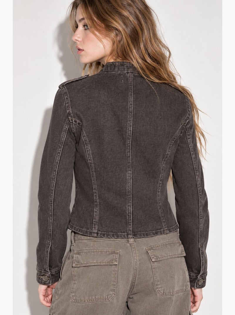 Giacca in twill con bottoni hiccup Marrone scuro - Kiabi