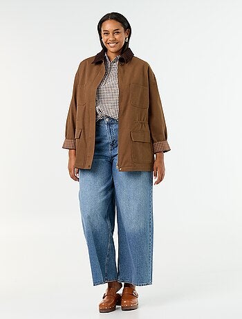 Giacca in twill con collo in velluto