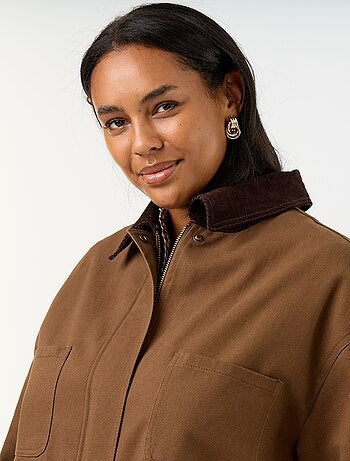 Giacca in twill con collo in velluto