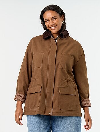 Giacca in twill con collo in velluto