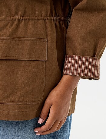 Giacca in twill con collo in velluto