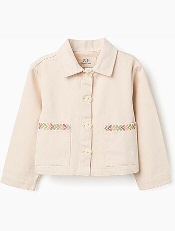Giacca in twill con ricamo a punto croce