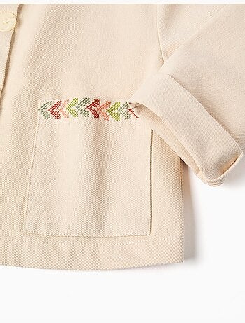 Giacca in twill con ricamo a punto croce