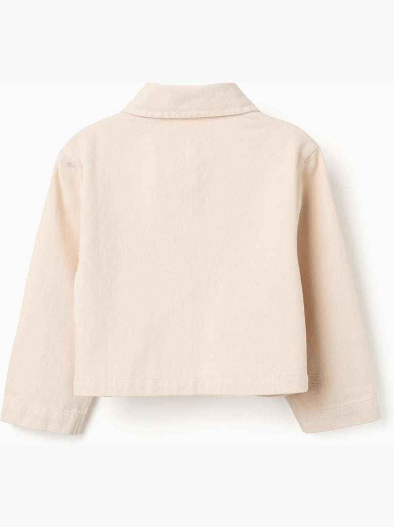 Giacca in twill con ricamo a punto croce Beige - Kiabi