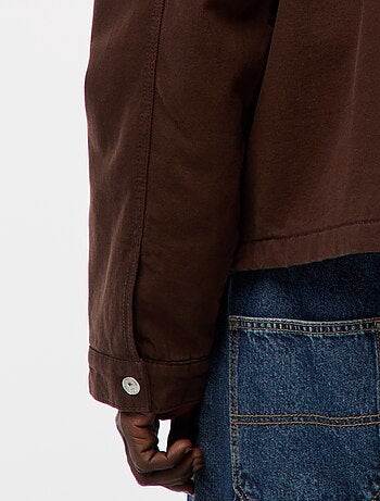 Giacca in twill con zip e collo a coste