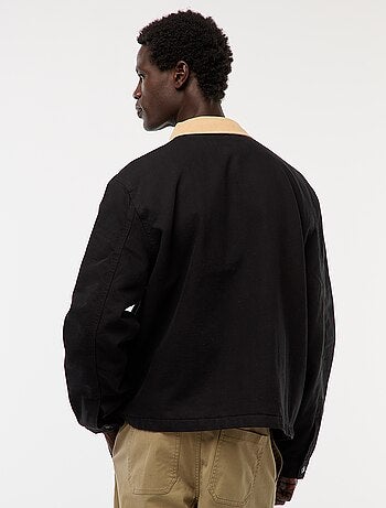 Giacca in twill con zip e collo a coste
