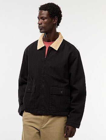 Giacca in twill con zip e collo a coste