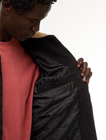 Giacca in twill con zip e collo a coste