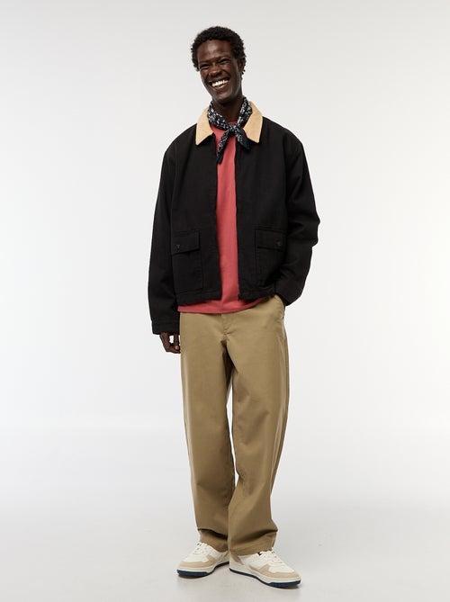 Giacca in twill con zip e collo a coste - Kiabi