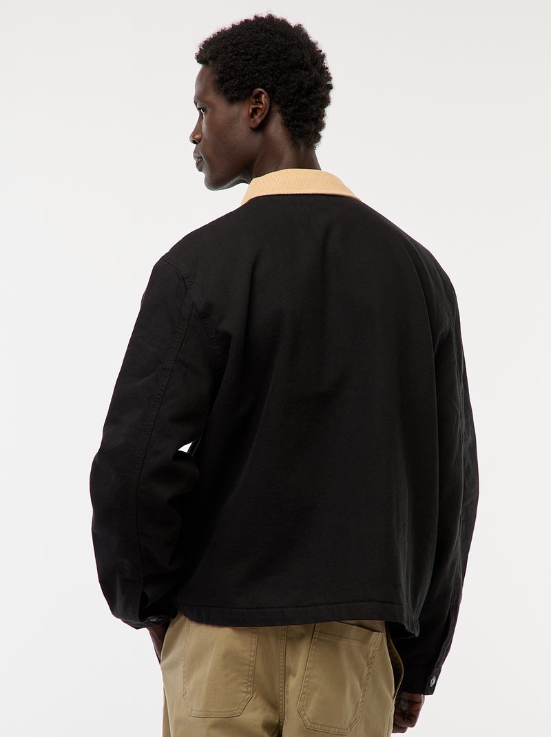 Giacca in twill con zip e collo a coste Nero - Kiabi