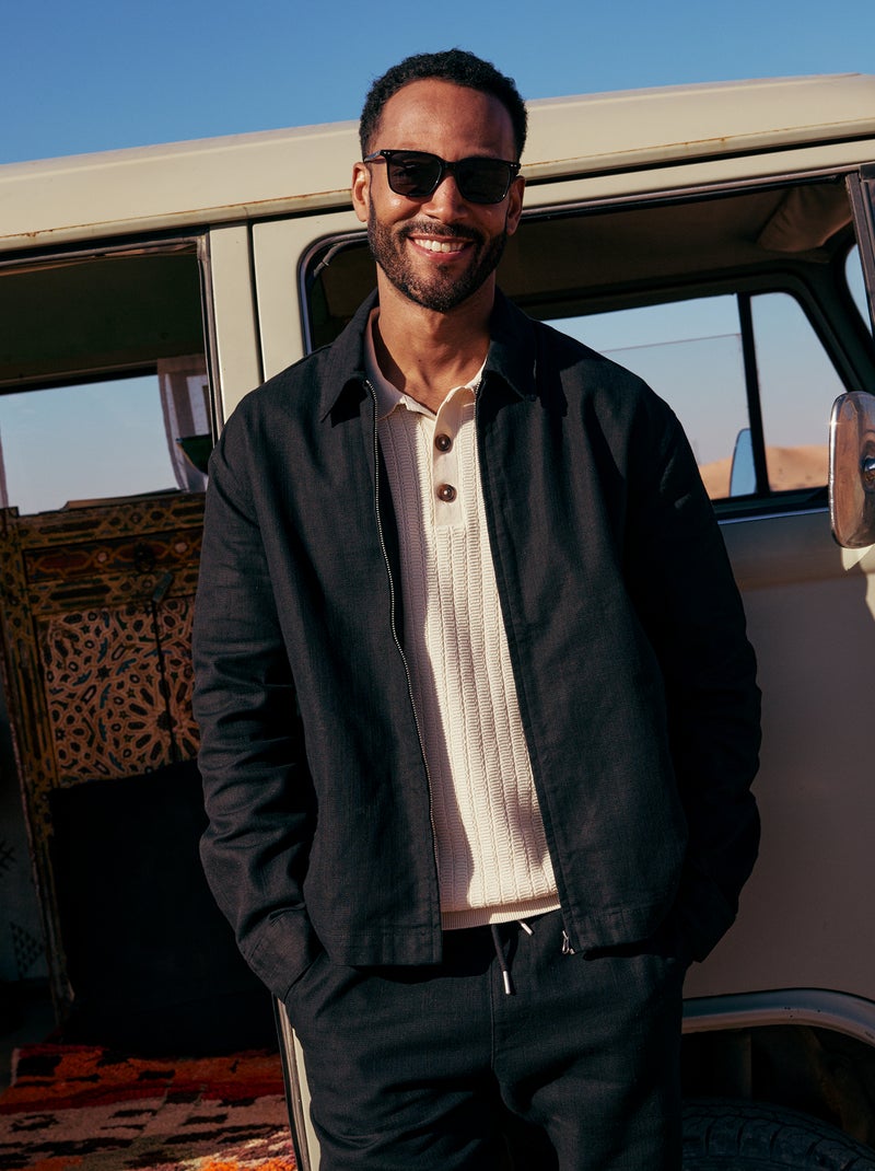 Giacca in twill con zip tinta unita Nero - Kiabi