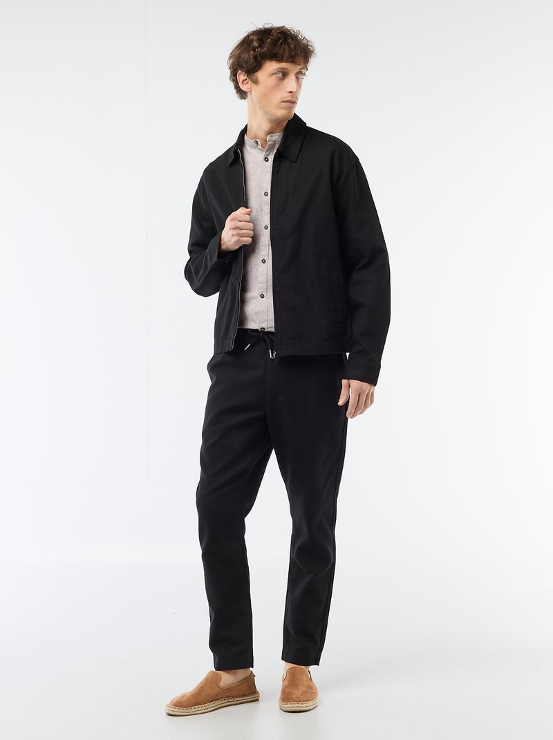 Giacca in twill con zip tinta unita Nero - Kiabi