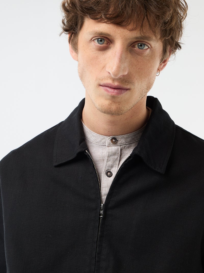 Giacca in twill con zip tinta unita Nero - Kiabi