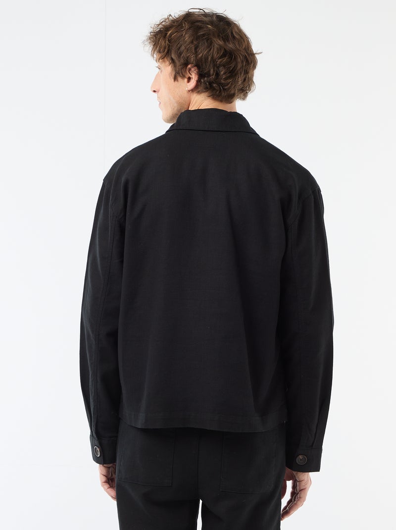 Giacca in twill con zip tinta unita Nero - Kiabi