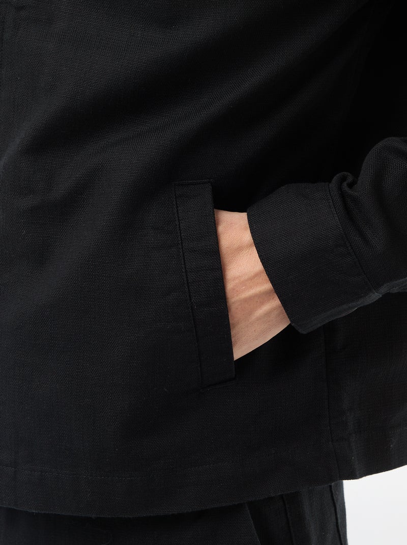 Giacca in twill con zip tinta unita Nero - Kiabi