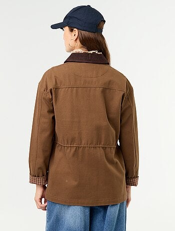 Giacca in twill di cotone con collo in velluto