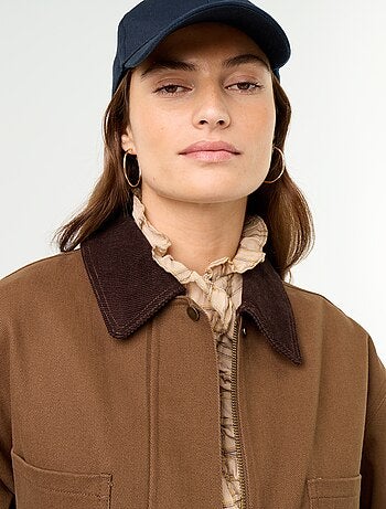 Giacca in twill di cotone con collo in velluto