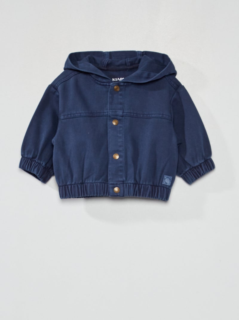 Giacca in twill di puro cotone con cappuccio blu scuro - Kiabi