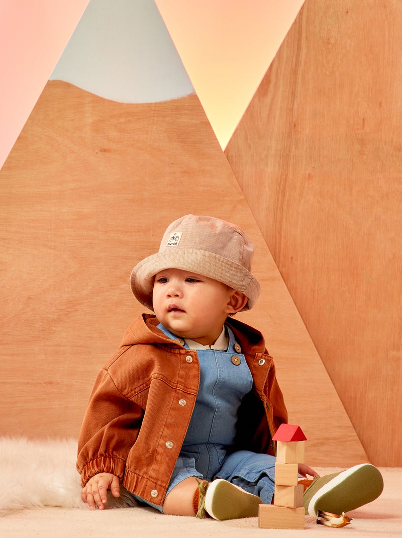 Giacca in twill di puro cotone con cappuccio MARRONE - Kiabi