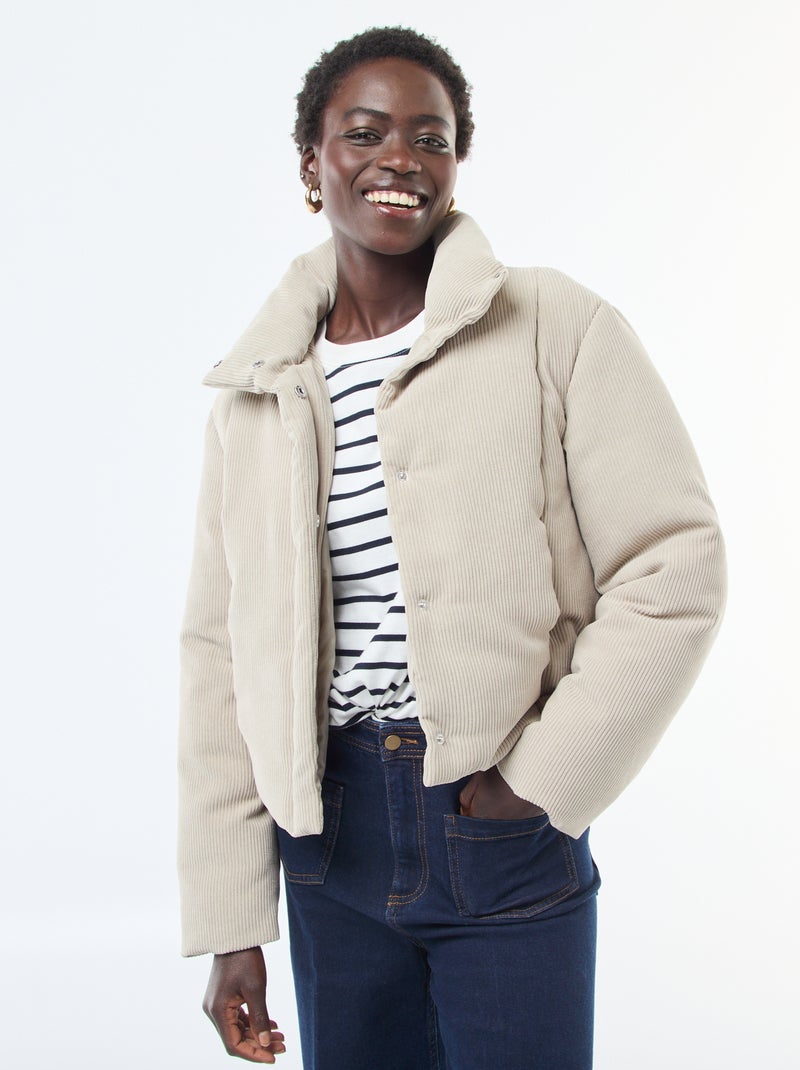 Giacca 'JDY' in tessuto a coste con collo avvolgente Beige - Kiabi