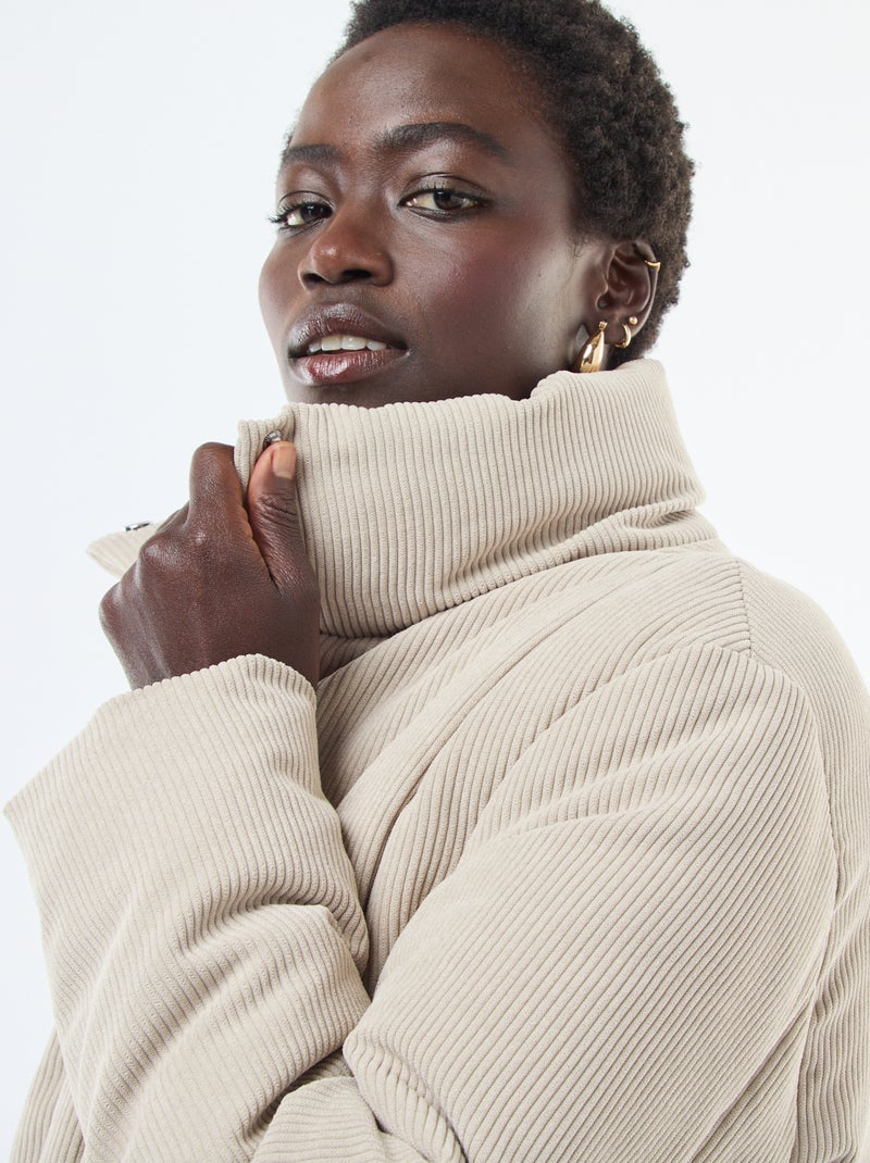 Giacca 'JDY' in tessuto a coste con collo avvolgente Beige - Kiabi