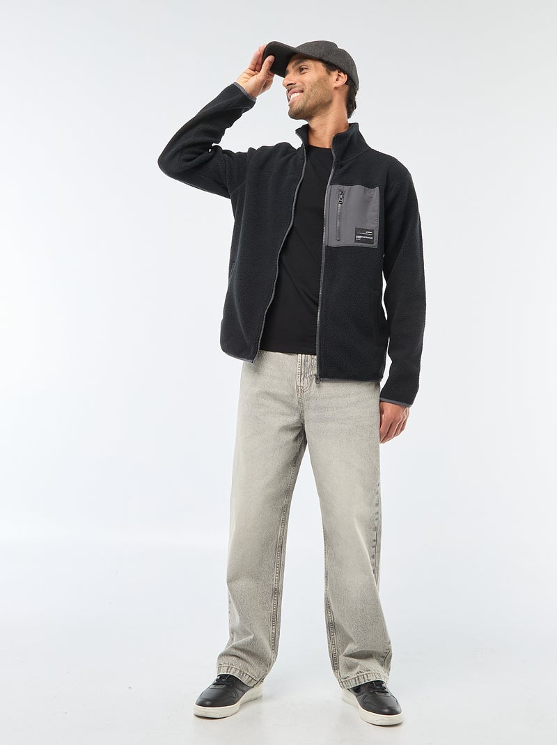 Giacca 'JJrebel' effetto montone con tasca a contrasto Nero - Kiabi