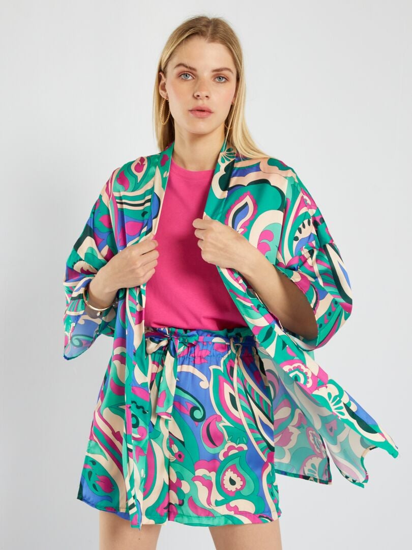 Giacca kimono con stampa VERDE - Kiabi