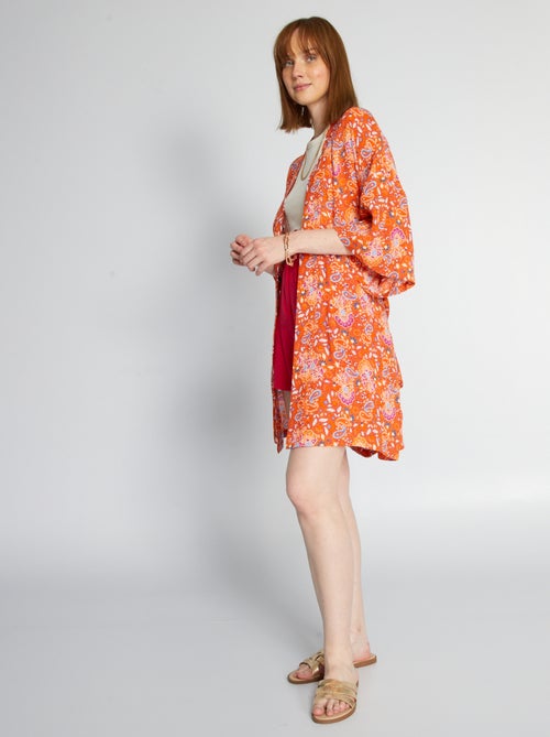 Giacca kimono stampata e con cintura - Kiabi