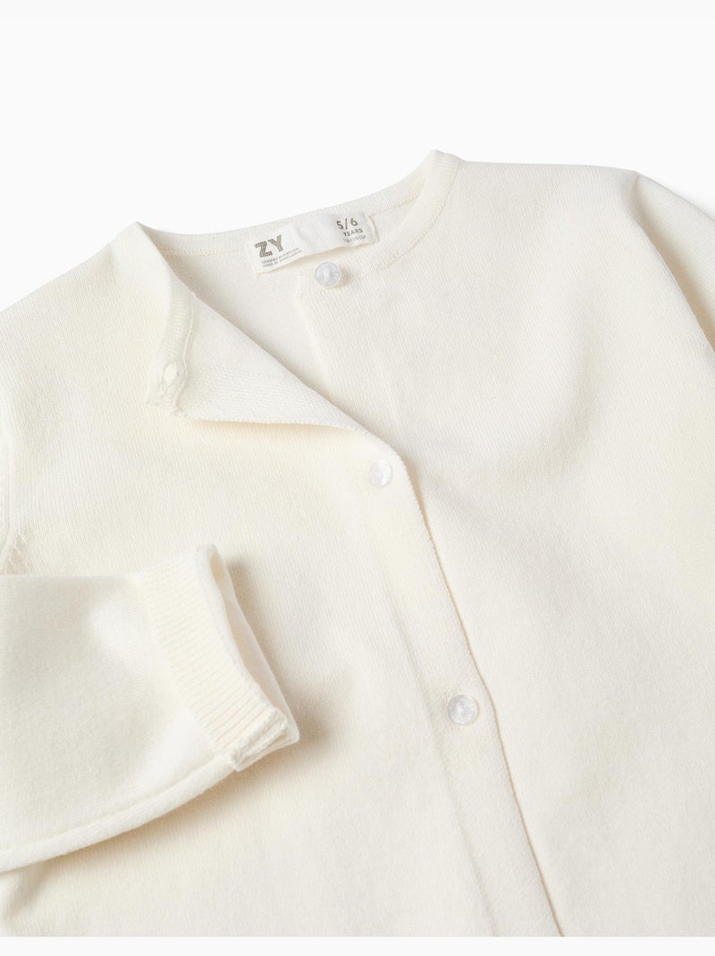 Giacca lavorata a maglia con colletto rotondo Bianco - Kiabi