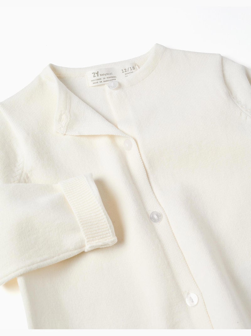 Giacca lavorata a maglia con colletto rotondo Bianco - Kiabi
