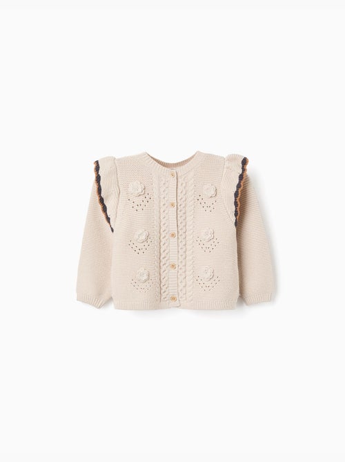 Giacca lavorata a maglia con crochet e volant b&s - Kiabi