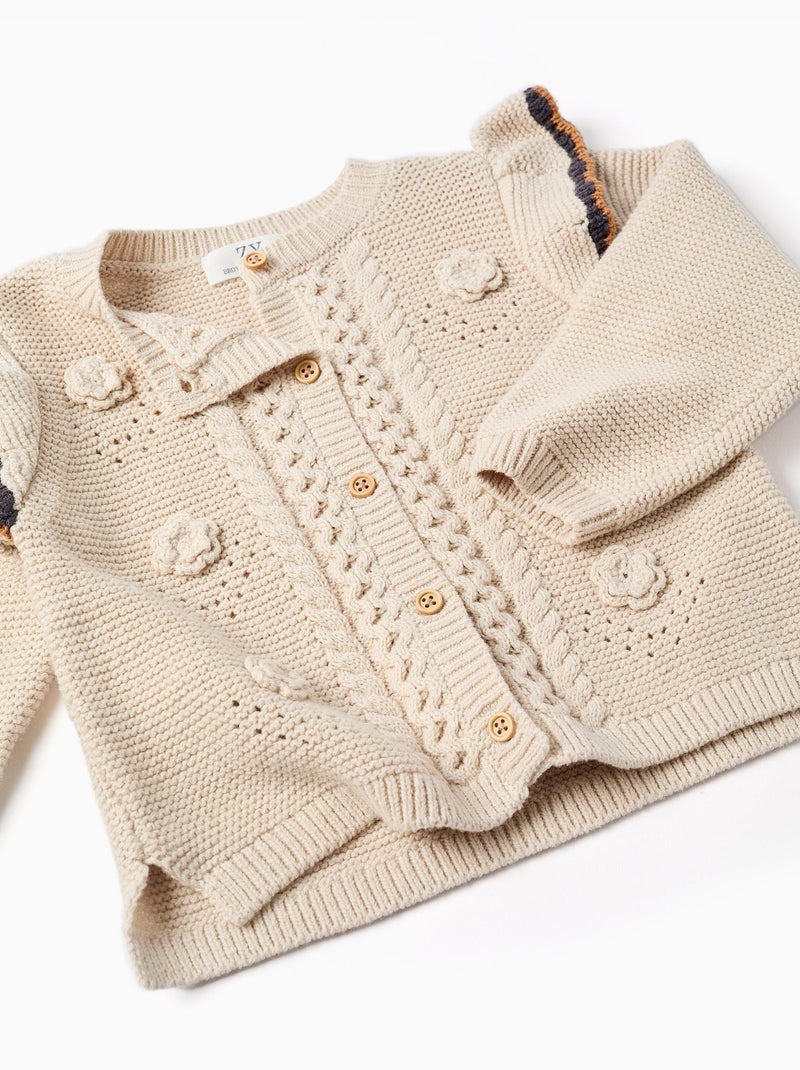 Giacca lavorata a maglia con crochet e volant b&s Beige chiaro - Kiabi