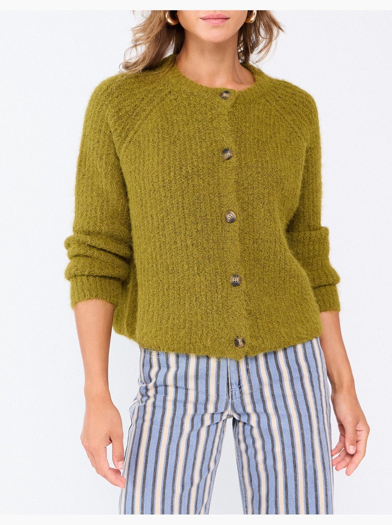 Giacca lavorata a maglia con lana, mo fashion Verde - Kiabi