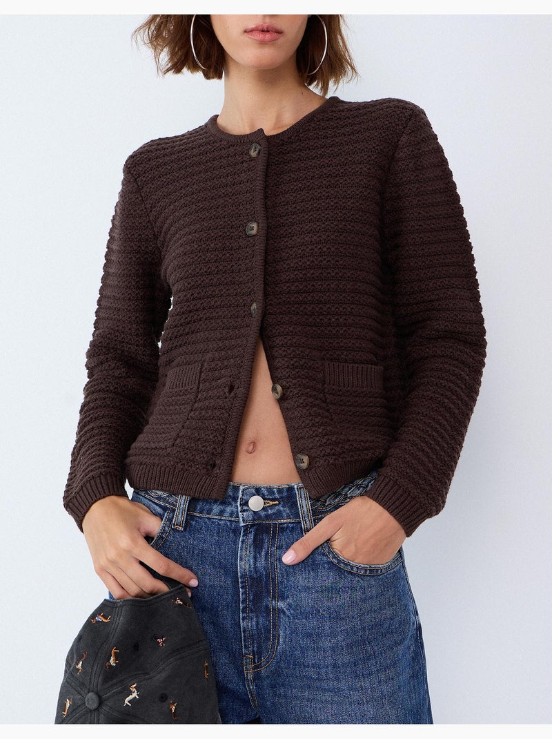Giacca lavorata a maglia con texture, mo fashion Marrone - Kiabi
