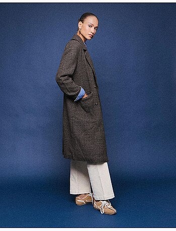 Giacca lunga a quadri, mo fashion