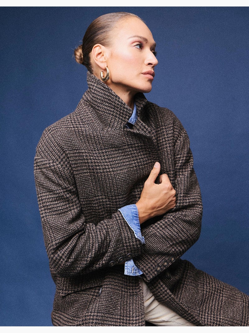 Giacca lunga a quadri, mo fashion Marrone - Kiabi