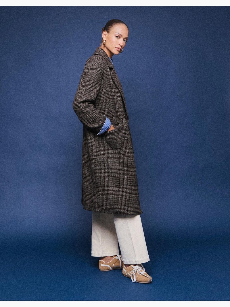 Giacca lunga a quadri, mo fashion Marrone - Kiabi