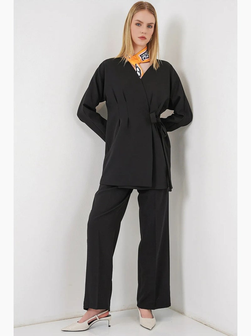 Giacca lunga con cintura e scollo a v bdart Nero - Kiabi