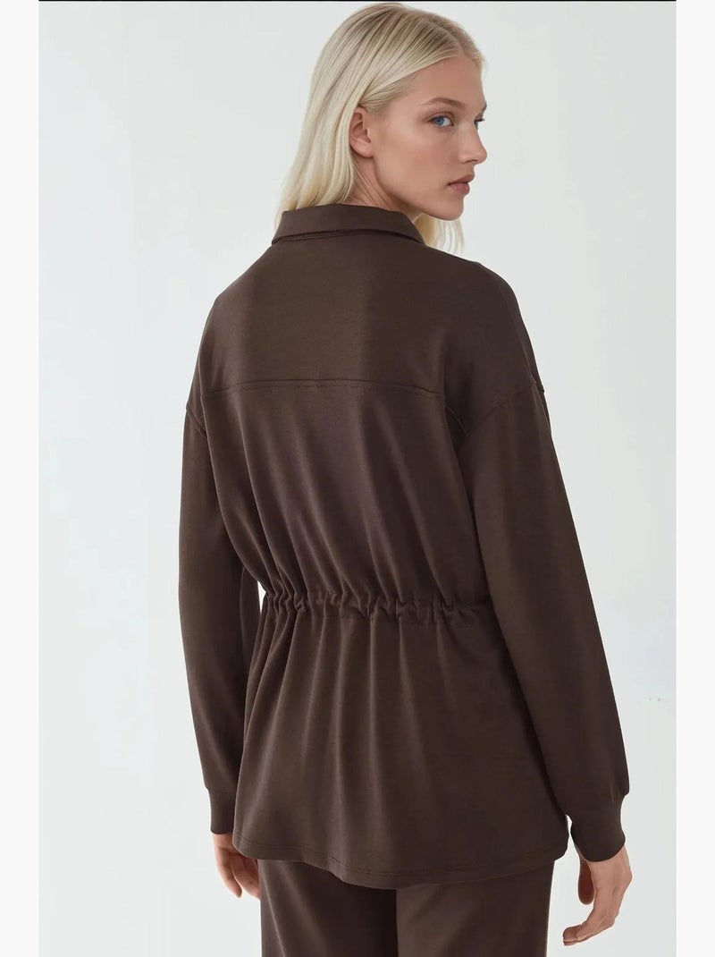 Giacca lunga effetto modal con vita regolabile hiccup Marrone scuro - Kiabi