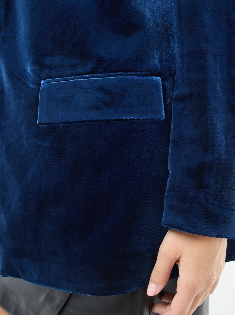 Giacca lunga in velluto satinato Blu - Kiabi