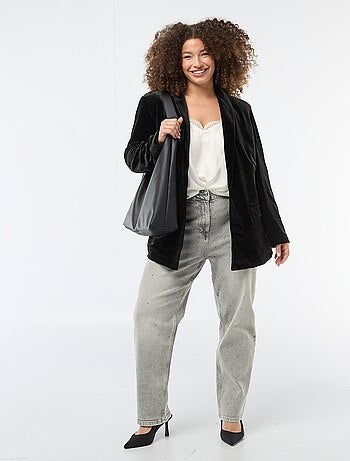 Giacca lunga in velluto satinato